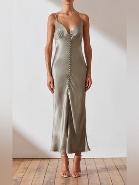 NWT Shona Joy La Lune Bias Slip Dress Sage | Formal Maxi Dress